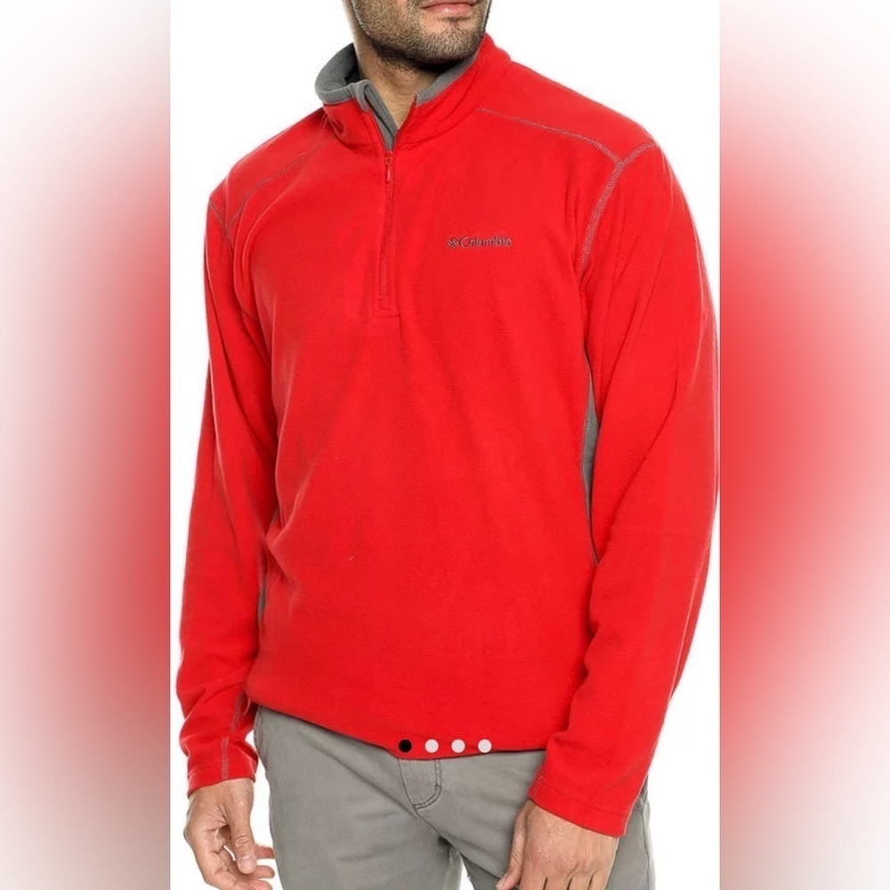 2/49$ Men’s Columbia red‎ & gray half zip fleece pull over sweatshirt Sz XXL